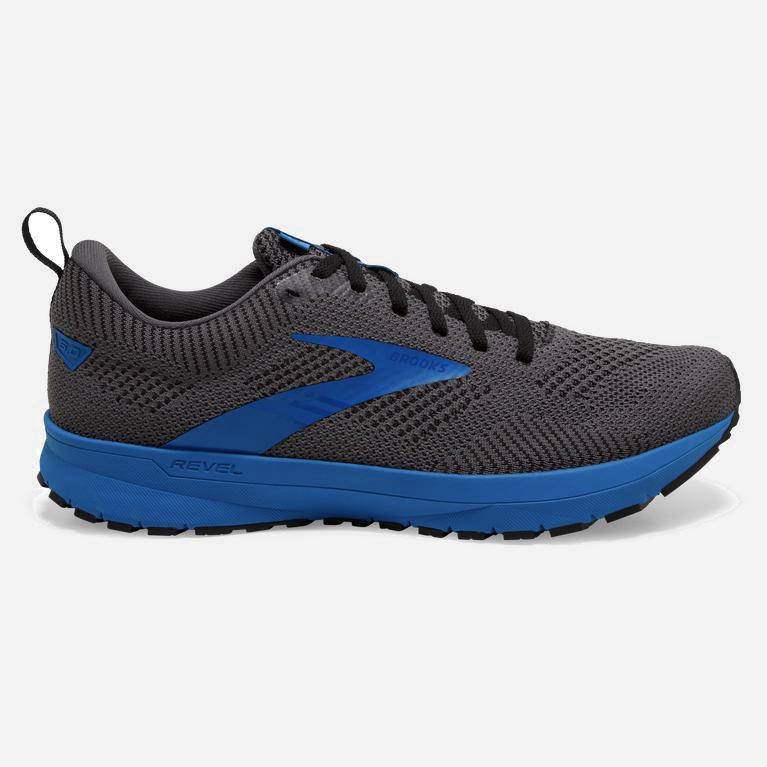 Brooks Revel 5 Mens Performance Road Running Shoes - Black/Grey/Blue - Philippines (692310BXO)